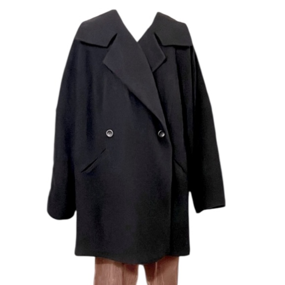 New Port News Woman’s Easy Style Black Wool Blend Double Breasted Coat Sz 2XL